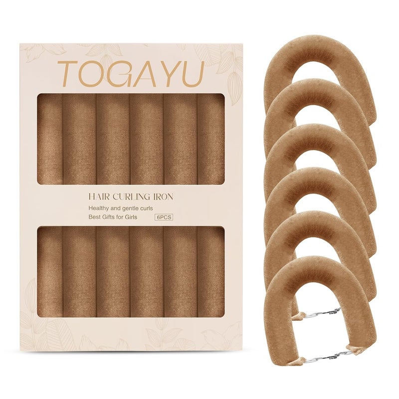 Togayu Heatless Curls Overnight Set - Jumbo Overnight Hair Curlers to Sleep In, Soft Velvet Hair Rollers for Women, No Damage Curls Styling Tools 6pcs - Image 1